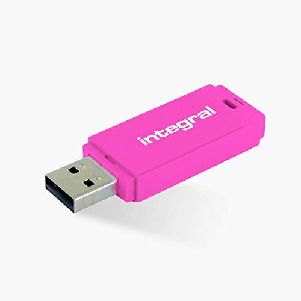 (TG. 128 GB) Integral Neon 128 GB USB 2.0 Flash Drive, Rosa - NUOVO