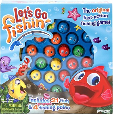 Let's Go Fishin' Game Pressman Original Fast-Action Fishing Fun for 1-4 Players