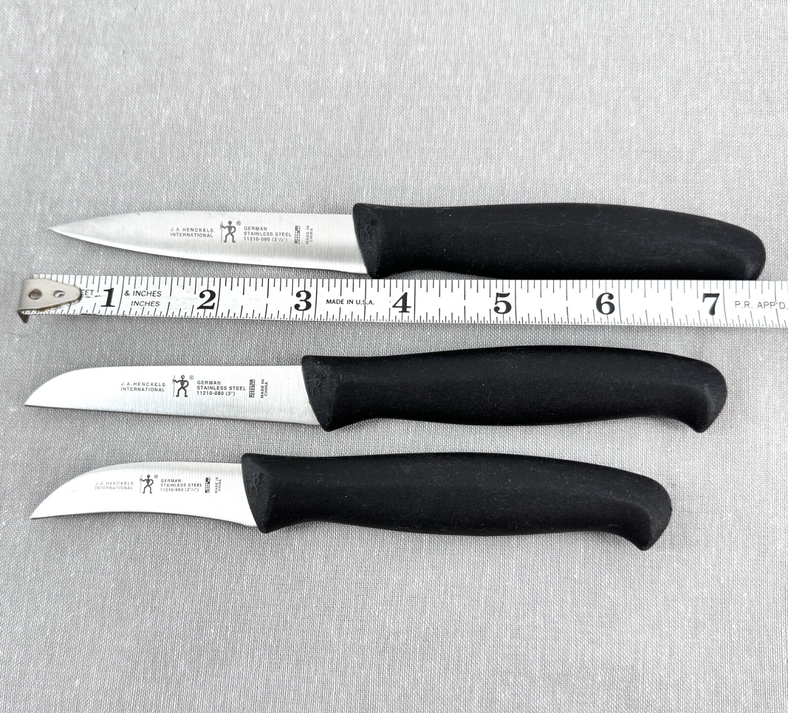 Set of 3 JA Henckels Paring Knives 2.25", 3", 3.5", 1121060,80,90