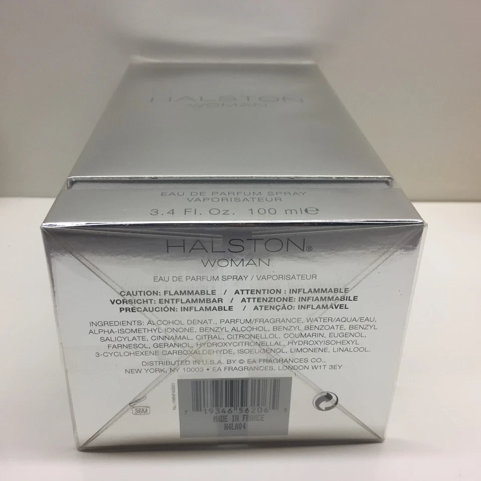Halston Woman Eau de Parfum 3.4OZ 100ml EDP Perfume Botella Plata Nueva Caja Sellada Foto 4 de 4