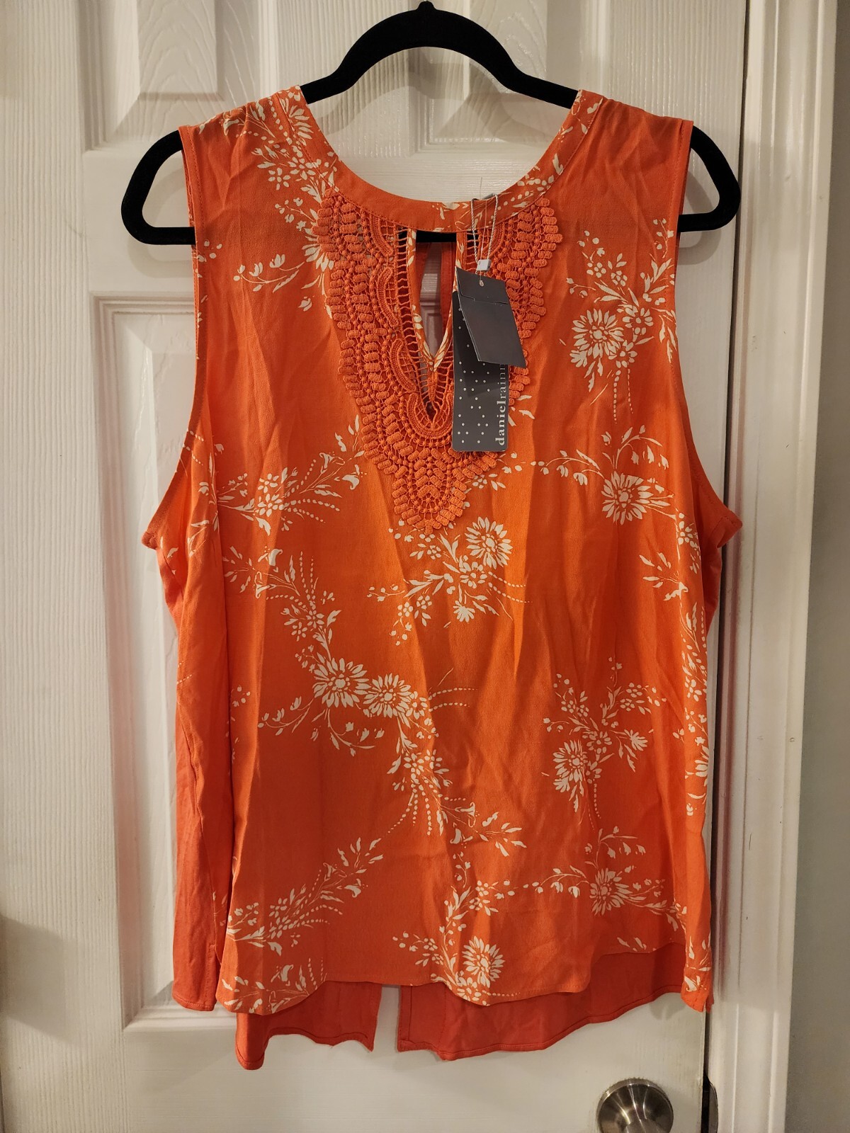 Daniel Rainn Womens Plus Size Orange Floral Blouse Tank Size 2X