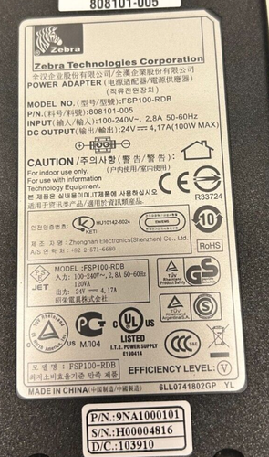 Zebra FSP100-RDB AC Adapter Power 24V Zebra Thermal Printer - 第 2/5 張圖片