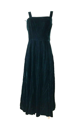60s Lanz Original Velvet Dress Teal Midi Sleeveless USA Vtg Size 10 Semi  Formal | eBay