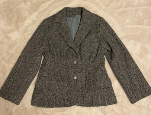 Women’s Tweed Blazer Gray Suit Coat Herringbone J… - image 1