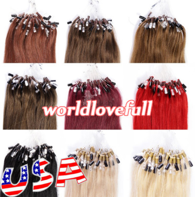 Micro Loop Ring Beads Tip Human Hair Extensions Real Remy Quality 100Strands50gr