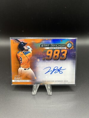 2019 Bowman Chrome Stat Tracker Joey Bart Orange Refractor Auto /25 Giants