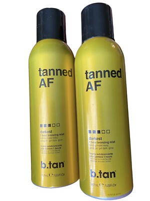 b.tan Tanned AF Fake Tan Bronzing Mist Darkest Sunless Spray 7 fl oz btan 1 Hour