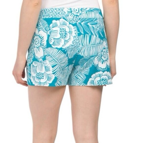 TRINA TURK USA🇺🇸MADE Corbin Floral Palm Shorts Tile Blue No Size Tag SMALL - Picture 4 of 14