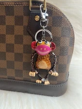 leather Monkey bag charm Keychain Car Key Fob handmade gift new