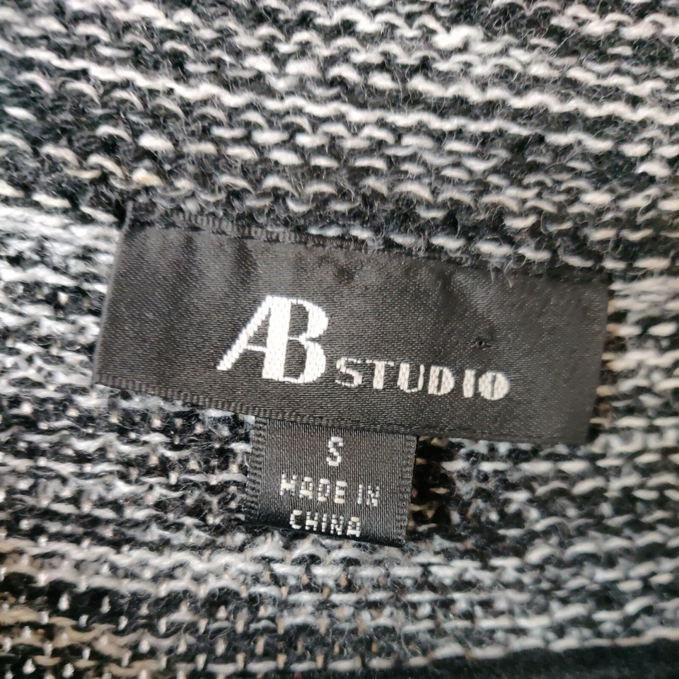 AB Studio Mujer Talla S Cárdigan Suéter Negro Jaspeado Frente Abierto 2 Botones Foto 4 de 4