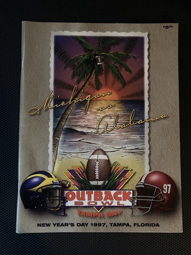 1997 OUTBACK BOWL PROGRAM ALABAMA MICHIGAN GENE STALLINGS FINALE 1996 LLOYD CARR