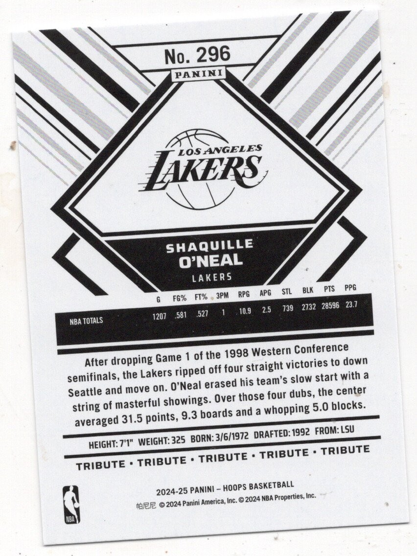2024-25 PANINI NBA HOOPS SHAQUILLE O'NEAL #296 | eBay