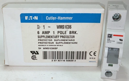 1 NEW EATON CUTLER HAMMER WMS1C06 6 AMP 1 POLE BREAKER NIB/NNB ***MAKE OFFER***