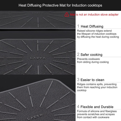 Lazy K Induction Cooktop Mat - Silicone Fiberglass Scratch Protector - for Magne - Picture 4 of 12