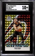 Trae Young 2024 Panini Mosaic Basketball Give And Go Yellow Reactive /99 SGC 10