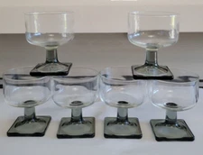 6 ROSENTHAL GOBLETS CORDIALS SQUARE SMOKE GRAY STEM 3.5 INCHES HOLDS 3 OZS
