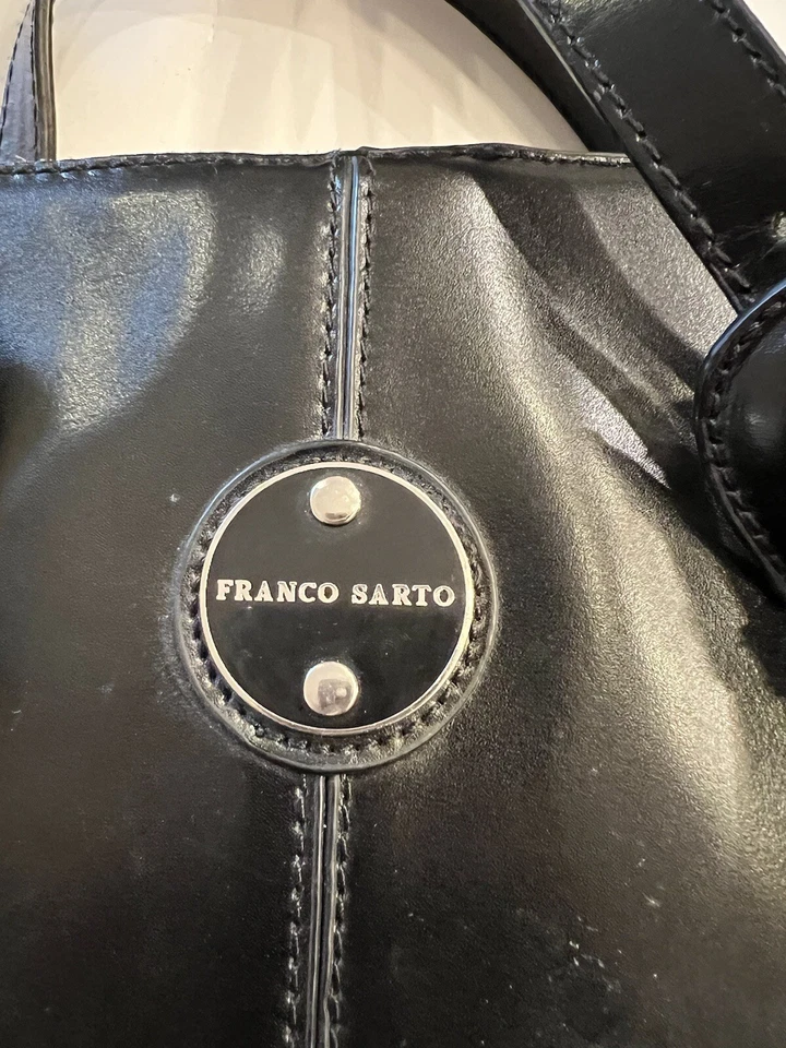 Franco Sarto Black Handbag Purse Shoulder Bag Tote Zip & Snap Close - Image 2 of 4