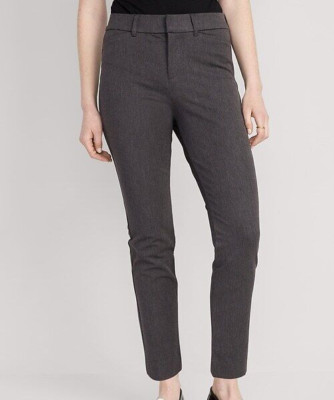 Old Navy 14 Pixi Skinny Gray High Rise Smooth Pockets Stretch Dress Pants NWT