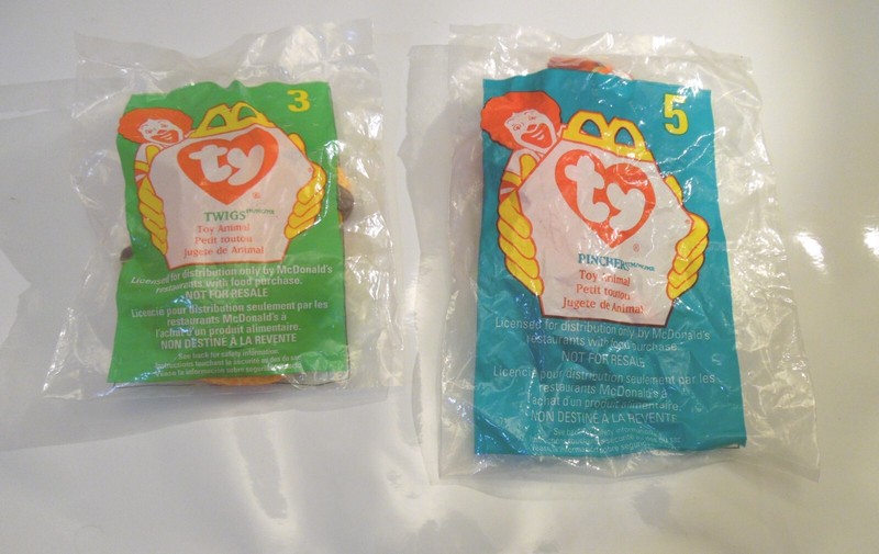 FAST FOOD MCDONALD'S TOY -1998 TY TEENIE BEANIE BABIES -LOT of 2  -#3; #5 -NiP