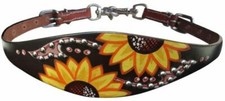 Showman Hand Painted Wither Strap with a Sunflower and Brown Script Design! NEW!
