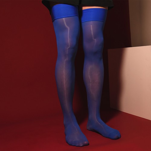 Medias transparentes brillantes para hombre calcetines altos para muslos ropa interior club nocturno - Imagen 32 de 38