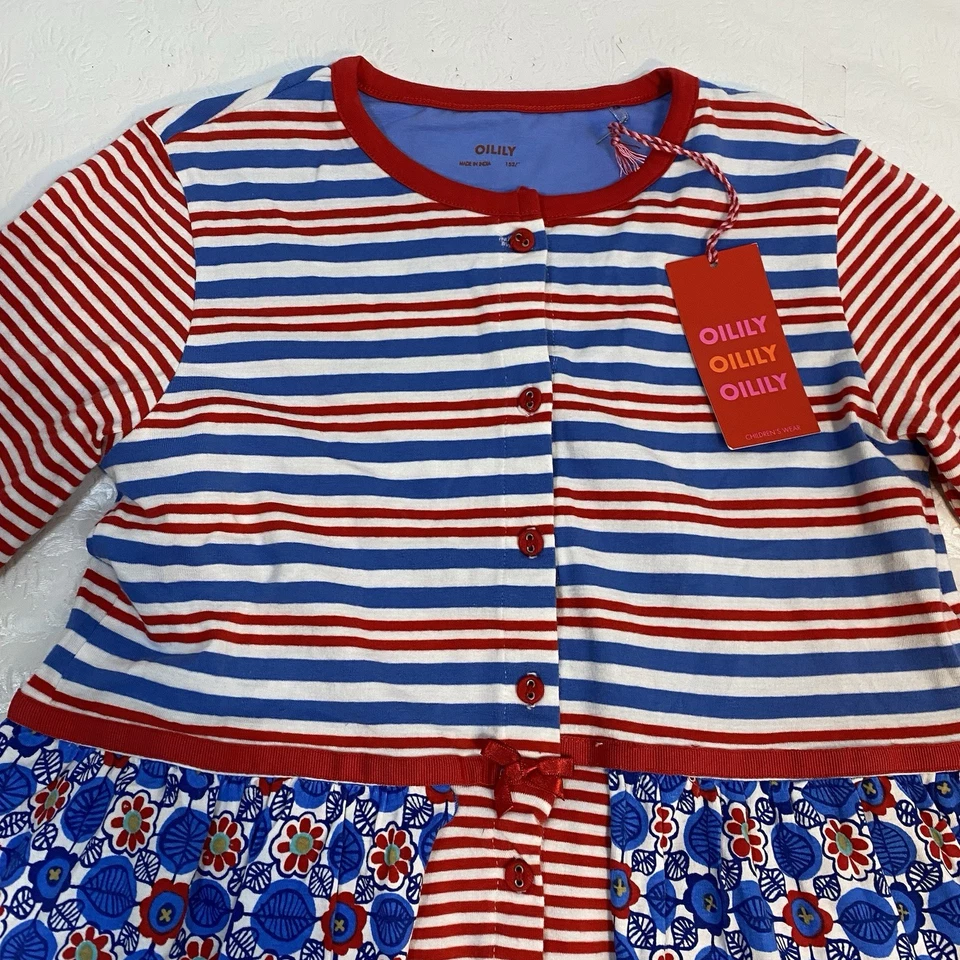 Cardigã oleoso feminino tamanho 152/12Y vermelho branco azul botão frontal LS Tjoek Jersey - Imagem 2 de 4