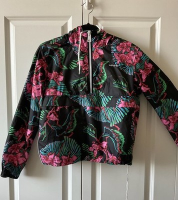 Levi s Tropical Floral Mesh-Lined Quarter-Zip Anorak Windbreaker