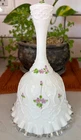 VINTAGE FENTON SPANISH LACE SILVER CREST BELL VIOLETS IN SNOW – SIGNED KIM BLAKE