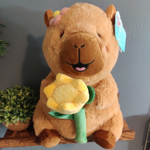 Capybara Plush Flower Stuffed Animal Kids Toy NWT Super Fuzzy Fluffy New Spring