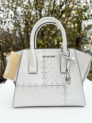 AUTHENTIC Michael Kors Small Avril Leather Satchel Optic White Crossbody NWT
