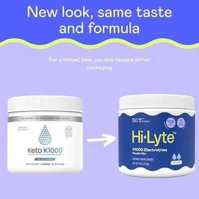 Hi-Lyte K1000 Electrolytes Powder Mix Unflavored Keto & Performance, 50 S.....