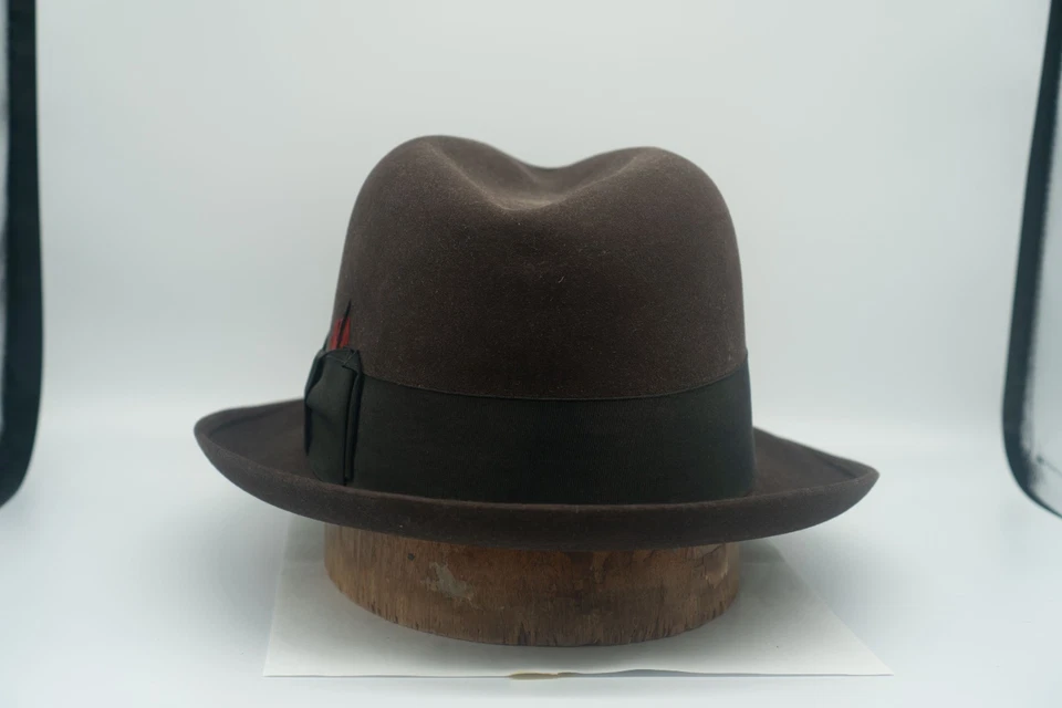 Vintage RARE 1950s Knox Twenty Custom Edge Brown Fedora Size 7 1/2 60 CM - Image 4 of 4