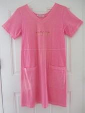 VTG FRESH PRODUCE PINK PRINT PULLOVER DRESS w/POCKETS SIZE MEDIUM 100 COTTON