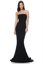 NOOKIE Angelina Gown Black Strapless Dress XS Mermaid Hem Wedding Prom Formal