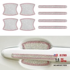 8PCS Bling Car Door Handle Protector, Glitter Anti-Scratch Vehicle Pink/White