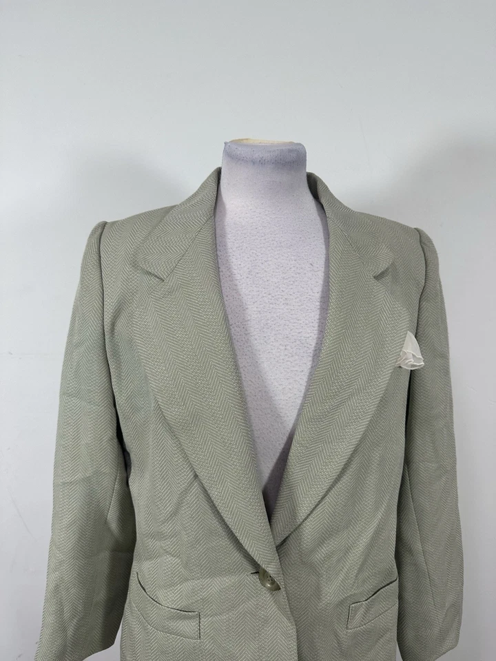 Conjunto de traje chaqueta falda manga larga color verde claro Le Suit para mujer talla 10 Foto 3 de 4