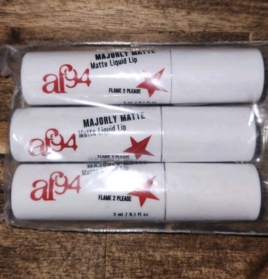 (Lot Of 3) Af94 Majorly Matte Liquid Lipstick FLAME 2 PLEASE VEGAN NEW SEALED 