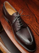 New Pure Handmade Men's Chocolate Brown Cowhide Leather Derby Dress Party Shoes