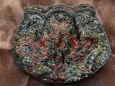 Heavily Beaded Evening Clutch Purse Vibrant Multicolored