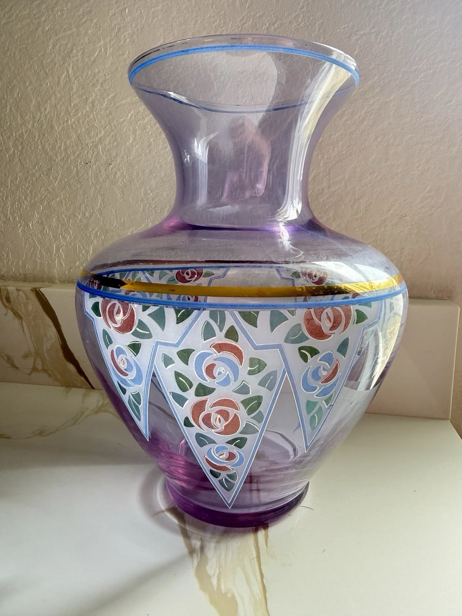 紫色玻璃艺术花瓶花瓶| eBay