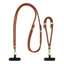 Adjustable Phone Crossbody Lanyard and Wrist Strap Lanyard Kit, Coffee