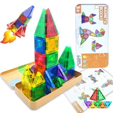 Magnetic Building Blocks Set - 26 PCS Travel Tiles for Kids Ages 3-7