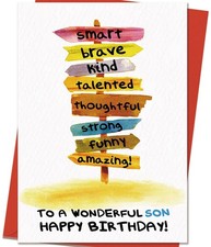 Birthday Card for Son, Funny Birthdays Cards Gifts for Adult Sons from Mom Da...