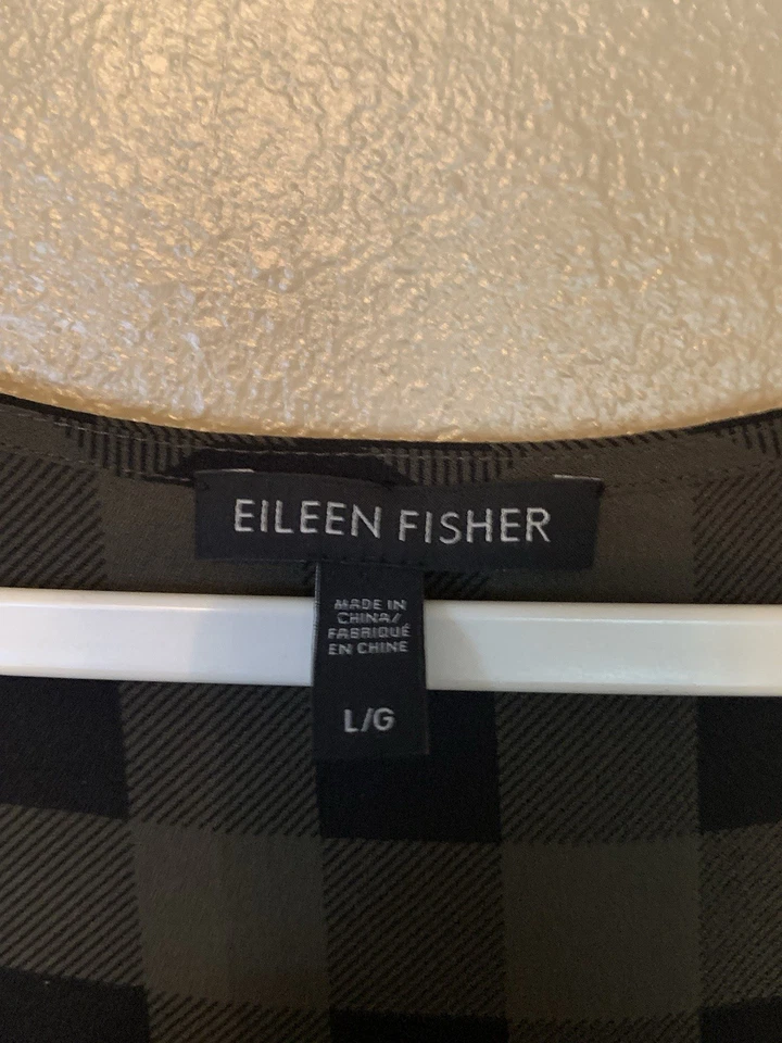 Túnica sin mangas Eileen Fisher Buffalo a cuadros de seda talla L Foto 3 de 4