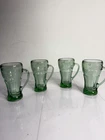 Vintage Coca-Cola, Green Glass Mugs With Handles – Set Of 4– Libby – 12 Ounce