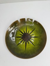 Bovano of Cheshire Enamel On Copper Ashtray with Starburst Design Made In USA