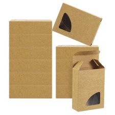 3.8x2.8x1.2" Paper Soap Box with Window, 40 Pack Soap Boxes Triangle, Brown