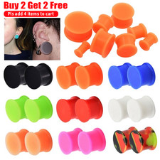2Pcs Solid Silicone Ear Gauges Plugs Tunnels Soft Flexible Body Piercing Jewelry