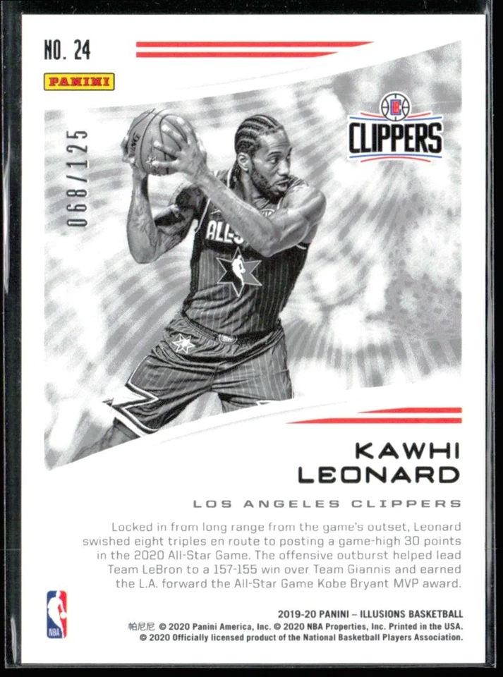 Kawhi Leonard 2019-20 Panini Illusions Season Highlights Orange /125 #24 Los - Image 2 of 2