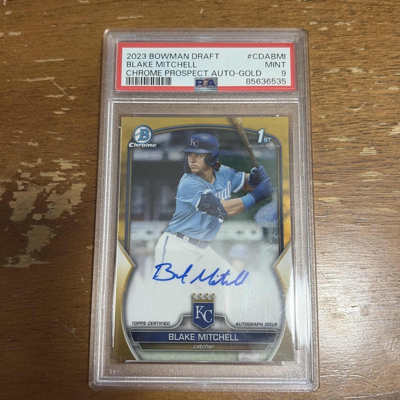 2023 Bowman Draft Chrome True Gold Blake Mitchell 1st AUTO 34/50 PSA 9